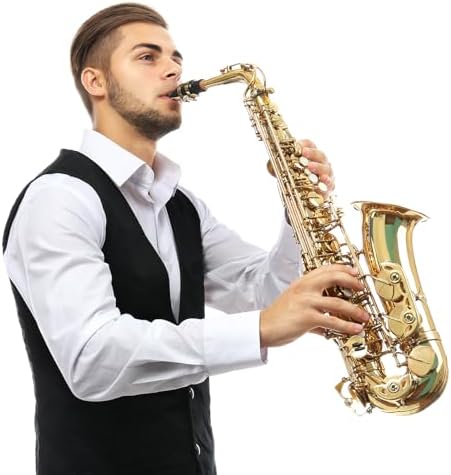 49Pcs Alto Saxophone Mouthpiece Kit, Includes Gold Sax Ligature, Saxophone Mouthpieces, Plastic Cap, 21 Sax 2.5 Reeds