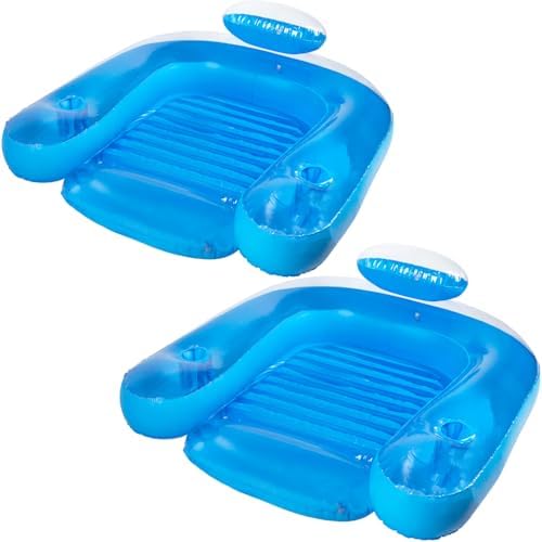 Poolmaster Paradise Water Chair, Inflatable Adult Pool Float Lounge Chair with Backrest, Armrests & Dual Cup Holders, Comfortable Floating Seat for Pool, Lake, Beach or River Relaxation