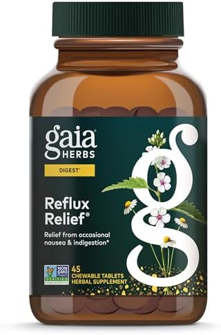Gaia Herbs Reflux Relief - Digestive Comfort Support Supplement - Aloe Vera, Marshmallow Root, Chamomile