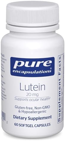 Pure Encapsulations Lutein 20 mg | Hypoallergenic Antioxidant Support for Healthy Visual Function* | 60 Softgel Capsules | Hypoallergenic Antioxidant Support for Healthy Visual Function*, Macular Health