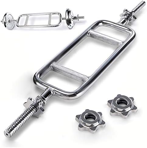 uyoyous 34'' Olympic Triceps Bar Solid Weight Bar with 2 Ring Collars