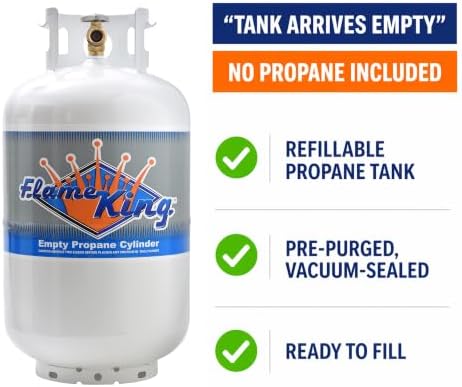 Flame King YSN-301 30 Pound Steel Propane Tank Cylinder with Type 1 Overflow Protection Device Valve DOT and TC Compliant