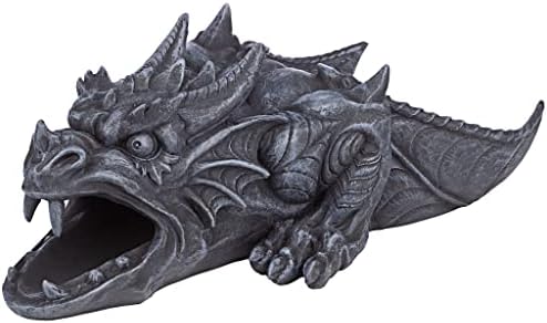 Design Toscano Roland the Gothic Gargoyle Gutter Guardian Rain Downspout Extension Outdoor Statue, 10 Inch Long, Cast Stone Resin, Grey Stone Finish