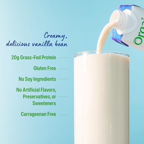 Orgain 20g Clean Grass Fed High Protein Shake, Vanilla, 11 oz, 12pk | Ready to drink dairy grass fed high protein, non-GMO, no soy ingredients, gluten-free, kosher, low net carbs