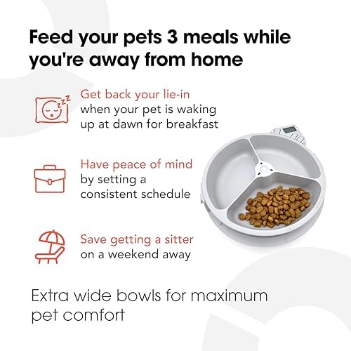 Cat Mate C300 Automatic 3 Meal Pet Feeder with Digital Timer for Cats and Small Dogs
