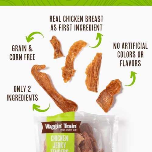 Waggin' Train Chicken Jerky Dog Treats, Made with 100% Real Chicken Breasts, Only Two All-Natural Ingredients, Great High Protein Dog Treat