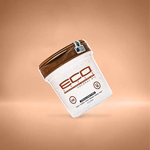 Eco Style Coconut Oil Styling Gel - Adds Luster and Moisturizes Hair - Weightless Styling and Superior Hold - Prevents Breakage and Split Ends - Promotes Scalp Health - Ideal for all Hair - 8 oz