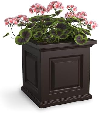Mayne Nantucket 16in Self-Watering Square Planter, Black | Self-watering, All season, Fade resistant, Double-wall design, 15-year warranty