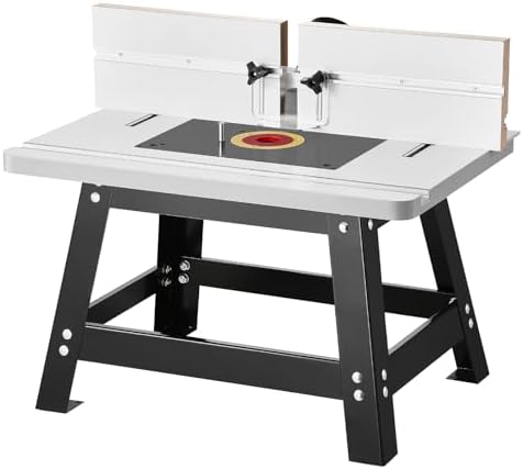 VEVOR Benchtop Router Table, 24 in x 15.7 in, Bench Top Routing Table with Adjustable Fence, MDF Top, Sturdy Metal Base, 2-1/2 in Dust Collection Port