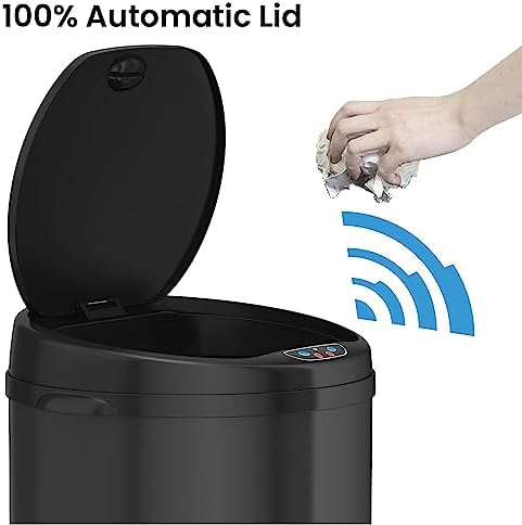 iTouchless 13 Gallon Touchless Sensor Kitchen Trash Can with Odor Control System, Brushed Stainless Steel, Round Garbage Bin for Home or Office - IT13RCB