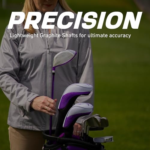 Precise M5 - Women's Golf Club Set - Purple | Titanium Driver, Fairway & Hybrid, Irons Through Wedge, Putter, Headcovers, Graphite Shafts, Petite To Tall