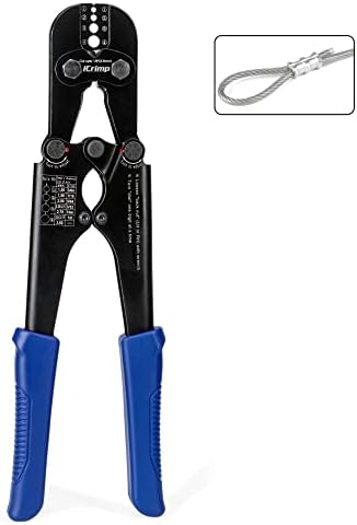 iCrimp Wire Rope Crimping Tool for Aluminum Loop Sleeve, Two Barrel Ferrule, Oval Sleeves, 3/64 in to 1/8 in, Swaging Tool Kit with Wire Rope Cutter