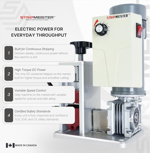 StripMeister E350x Electric Automatic Wire Stripping Machine – Wire Size Up To Ø1", Jam-Free