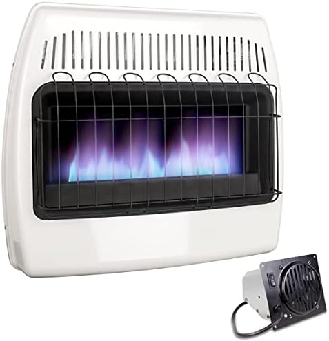 UTY 30,000 BTU Natural Gas / Propane Wall Heater for Indoor Use - Dual Fuel, with Fan Blower, white, 28 x 11 x 24