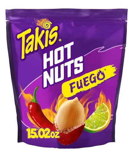 Takis Fuego Hot Nuts 12 pc / 3.2 oz Snack Size Box, Hot Chili Pepper & Lime Flavored Extreme Spicy Double-Crunch Peanuts