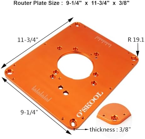 O'SKOOL Precision Aluminum Router Table Insert Plate | Router Templates With Pre-Drilled Adapt to Multiple Routers of Different Model, RTS02A