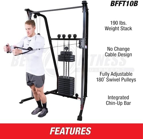 Body-Solid Best Fitness Functional Trainer Cable Machine, Full Body Workout Weight Stacks, Chest and Shoulder Exercise Home Gym LAT Pulldown Machines with 190lb Weights Stack