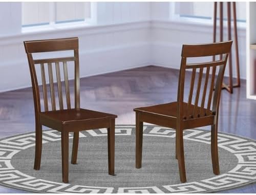 East West Furniture CAC-MAH-LC Capri Kitchen Dining Chairs - Faux Leather Upholstered Solid Wood Chairs, Set of 2, Mahogany