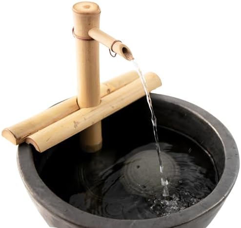 12" Adjustable Bamboo Fountain Kit with Pump – Classic Zen Water Feature for Bowls, Basins, Water Gardens & Patio Decor