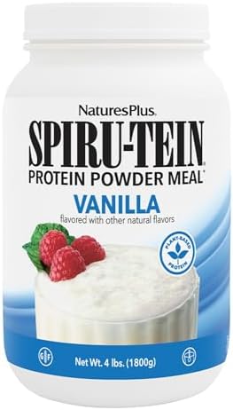 NaturesPlus SPIRU-TEIN, Vanilla - 1.06 lbs - Spirulina Protein Powder - Vitamins & Minerals for Energy - Vegetarian, Gluten Free - 16 Servings