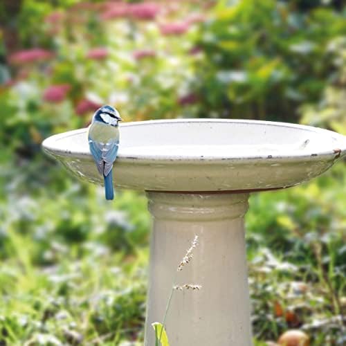 Esschert Design FB423 Bath on Pedestal with Bird, Ceramic, White
