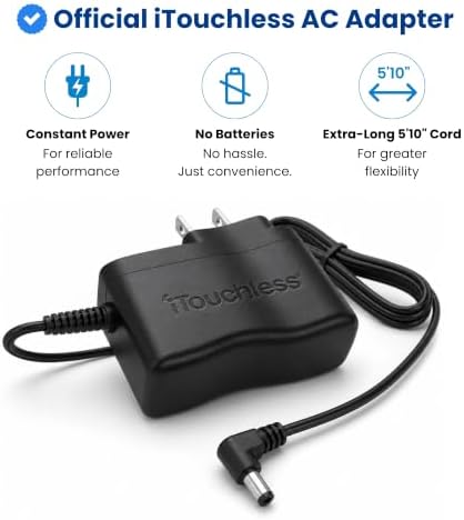 iTouchless Official AC Power Adapter for ITOS13B, 13 Gallon Sensorcan Touchless Can-Stainless Steel-Oval Shape