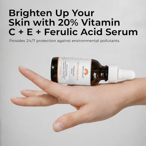 Skin Deva 20% Vitamin C Serum Anti Aging with Hyaluronic Acid & Vitamin E Ferulic Acid - Brightening Formula for Improving Appearance of Dark Spots, Fine Lines & Wrinkles - All Skin Types, 1 fl oz