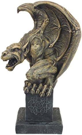 Design Toscano Abbadon Gothic Gargoyle Indoor/Outdoor Garden Statue on Celtic Base, 12 Inches Tall, Cast Stone Resin, Two Tone Stone Finish