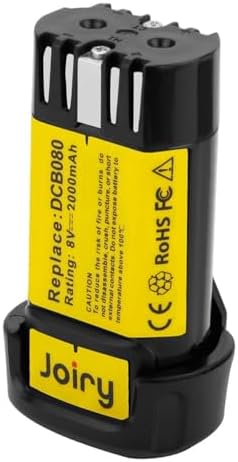 Joiry 8V 2000mAh Li-ion Replacement Battery with Higher Safety & Longer Runtime - Compatible with Dewalt DCB080, DW4390, DCF680N1, DCF680N2 DCF680G2 Cordless Power Tools (1-Pack)