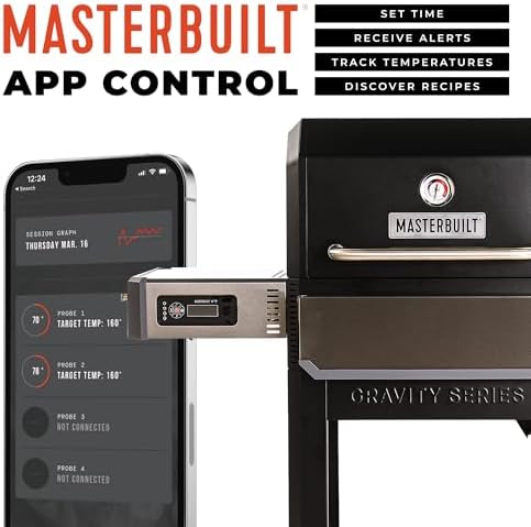 Masterbuilt® Gravity Series® 1050 Smoker Grill - Digital Charcoal Combo Grill with Free App, 1,050 Cooking Square Inches in Black, Model MB20041220