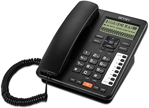 Ornin 2-Line Corded Telephone Systems for Small Business and House, Desk Phone Only (Black)
