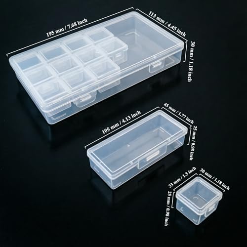 24 Pieces Mixed Sizes Rectangular Empty Mini Clear Plastic Organizer Box