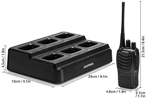 [6Packs] BAOFENG BF-888S Walkie Talkies for Adults, 1500mAh Battery, 16CH | With 6 Earpieces, Six-Way Charger Station, Programming Cable, for Teams