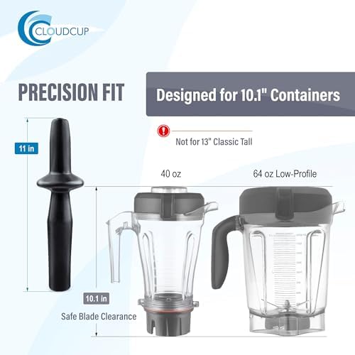 Low-Profile Tamper for Vitamix 64-ounce Low Profile and 40-ounce Containers