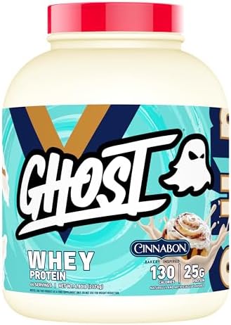 GHOST Whey Protein Powder, Milk Chocolate - 2LB, 25G of Protein | Whey Protein Isolate & Concentrate Blend - Post Workout Nutrition Shake, Smoothies - Soy & Gluten-Free - 2LB Tub, 26 Servings