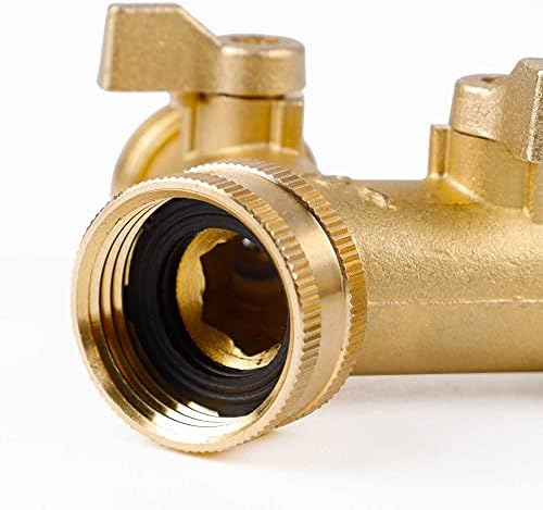 Triumpeek Brass Garden Hose Splitter, 3/4 Inch 2-Way Y Brass Hose Connector with O-ring Washers & Tape