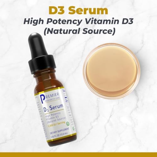 Premier Research Labs Vitamin D3 Serum - Liquid Vitamin D Oil Drops for Adults, Liquid D3 5000 IU, High Potency VIT D3 Liquid