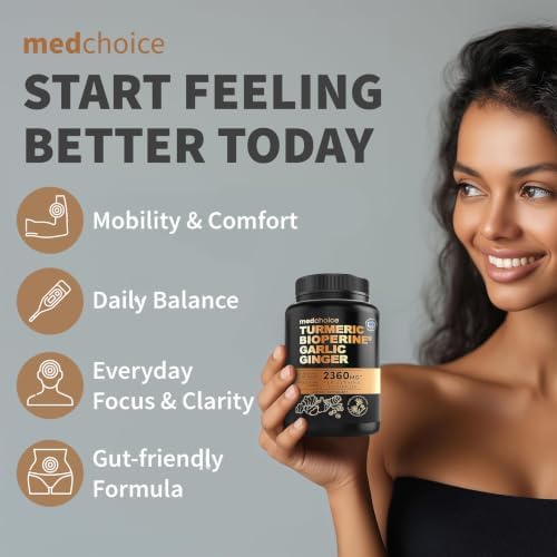 MEDCHOICE 4-in-1 Turmeric Joint Support with Garlic & BioPerine, 120ct