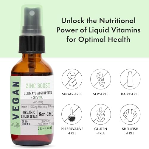 Zinc Active Mist Liquid Spray, Sugar-Free, Made in USA, 2 FL oz/60 ml