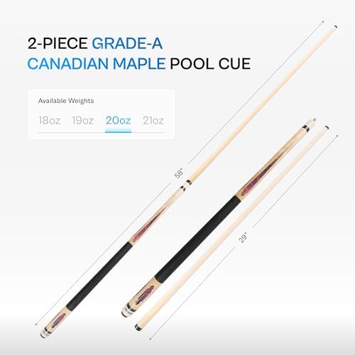 PEARSON Cues League Series Pool Cue Stick Maple Wood Billiard Cue with Leather Grip, Stainless Steel Joint