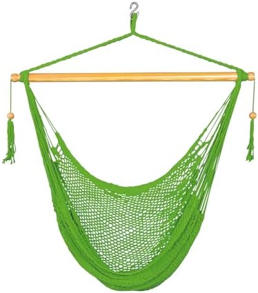Bliss Hammocks BHC-412NT Island Rope Hammock Chair, Eco Friendly & Hand Woven, Varnish Coated 40 Inch Wood Spreader, Easy to Hang w/Included Hanging Kit, Supports up to 265 pounds, Natural Rope