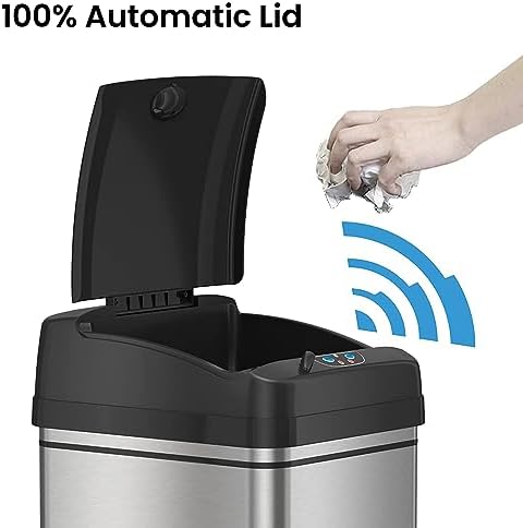 iTouchless 13 Gallon and 2.5 Gallon Automatic Touchless Sensor Kitchen Cans with Odor Control System, Stainless Steel, Includes 10 Premium Bags