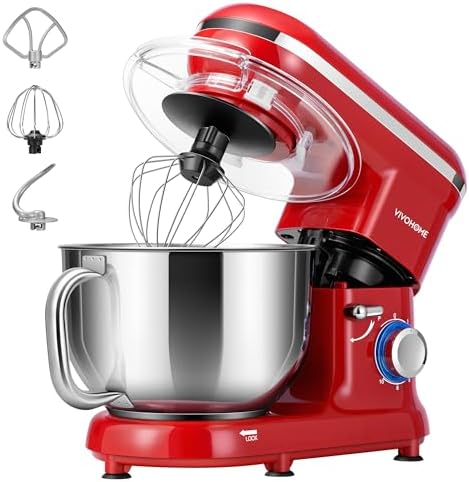 VIVOHOME Stand Mixer, 6-Quart Tilt-Head Kitchen Mixer with Bowl, Gray