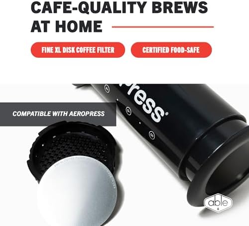 Able - DISK Stainless Steel Coffee Filter, AeroPress Coffee Maker-Compatible, AeroPress Accessories for Home & Cafes, 2.45” Reusable Coffee Filters (254-Micron Standard + 152-Micron Fine), Pack of 2