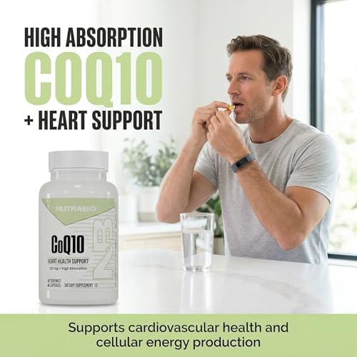 NutraBio CoQ10 Dietary Supplement, Healthy Heart Function & Cellular Energy Production, 100mg - 60 Capsules