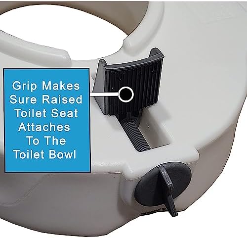 Carex E-Z Lock Raised Toilet Seat with Handles, 4.5 Inch Toilet Seat Riser with Arms, Toilet Riser Fits Most Toilets, Elongated or Round