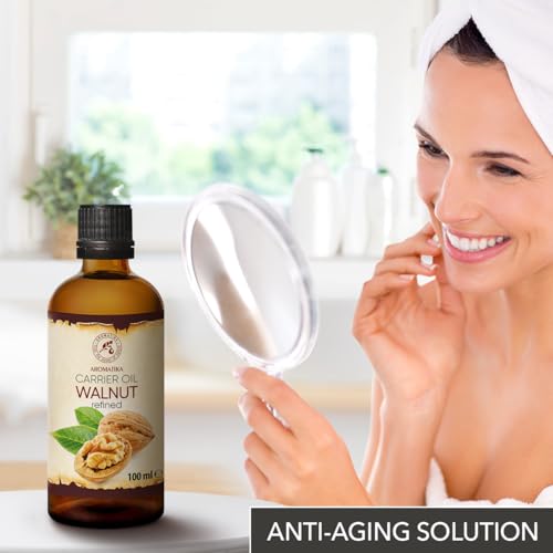 AROMATIKA Walnut Oil 1.7 Fl Oz (50ml) - Juglans Regia Seed Oil - USA - 100% Pure & Natural - Intensive for Face Care - Body - Hair - Skin - Nails - Hands - Good w/Essential Oil