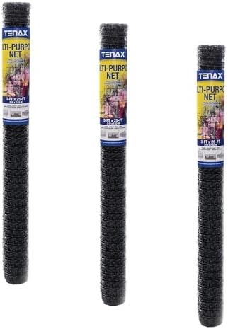 Tenax Multi-Purpose Net - Black Plastic Netting, Versatile Garden Fence - 3' x 50' - Polypropylene