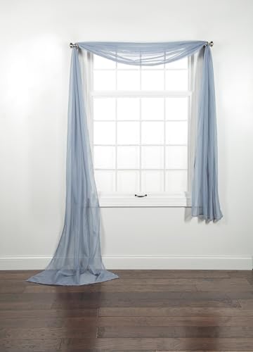 Elegance Sheer Voile Smole Blue Curtain Scarf – 40" x 216" Elegant Window Treatment, Lightweight & Airy Drape for Living Room, Bedroom