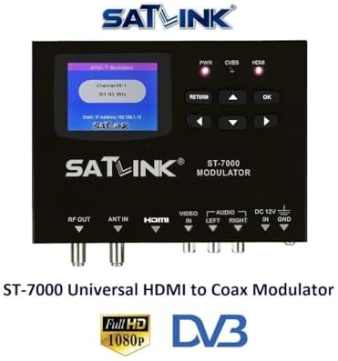 SatLink ST-7000 HDMI to RF Digital Modulator/Encoder Delivers 1080p HDMI Video to TVs as HD ATSC or QAM (J.83B) Channel via Coax Network